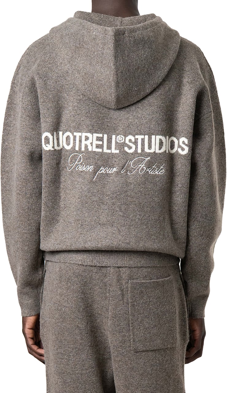 Quotrell Calvin Knitted Zip Hoodie | Taupe Taupe