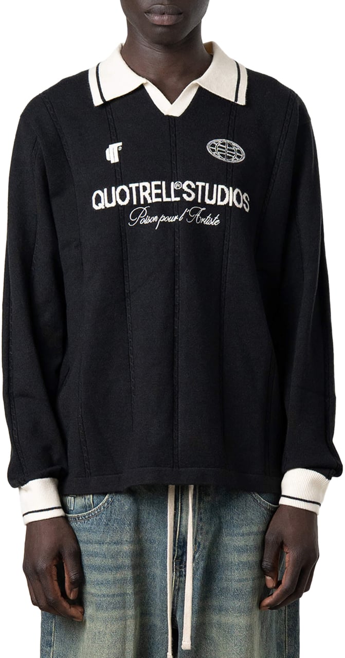 Quotrell Logan Knitted Jersey | Black/white Zwart