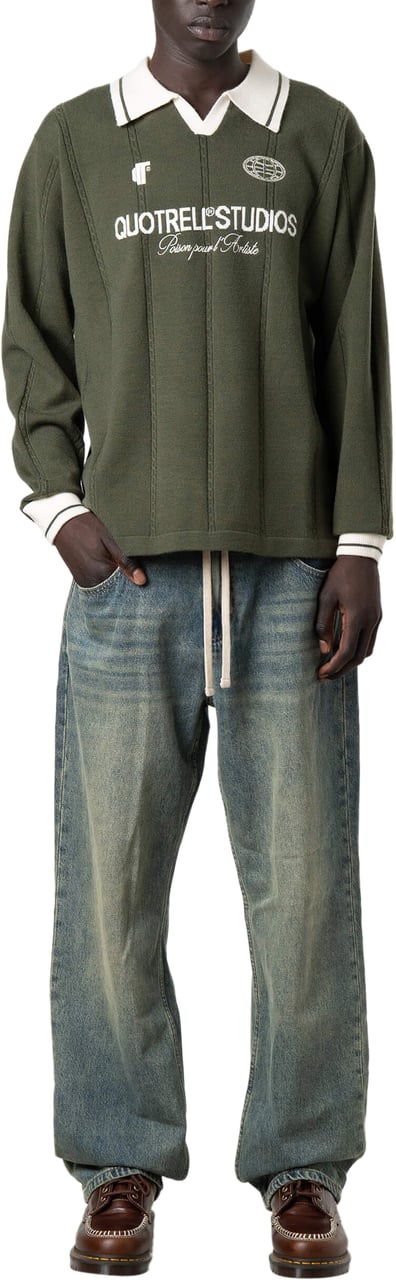 Quotrell Logan Knitted Jersey | Green/white Groen