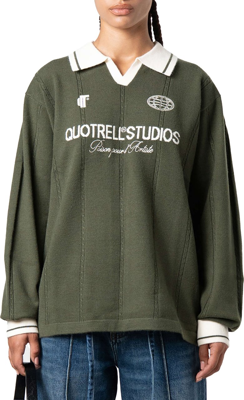 Quotrell Logan Knitted Jersey | Green/white Groen