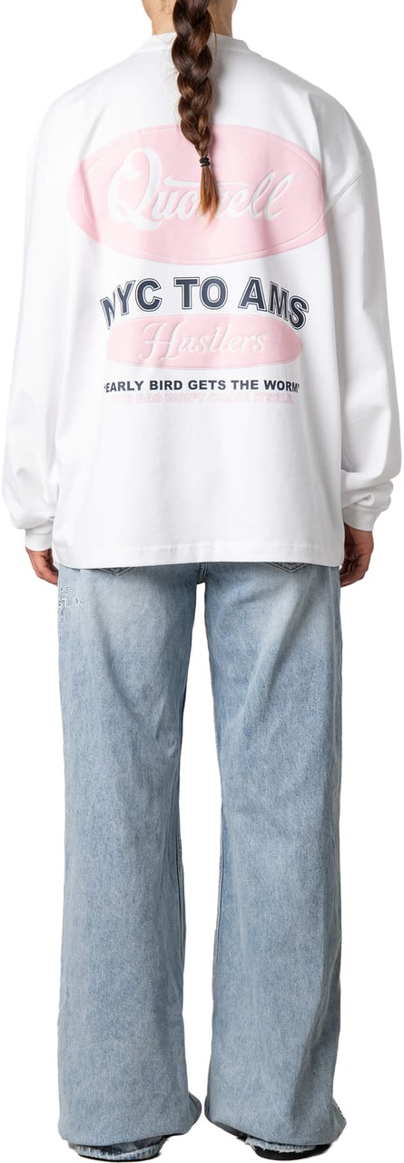 Quotrell Louis Longsleeve | White/pink Wit