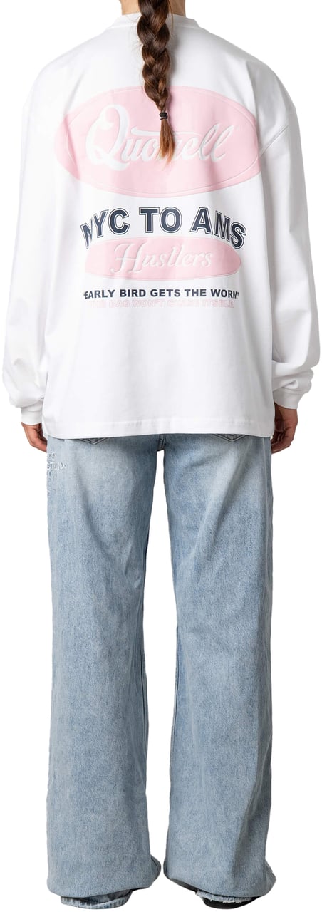 Quotrell Louis Longsleeve | White/pink Wit