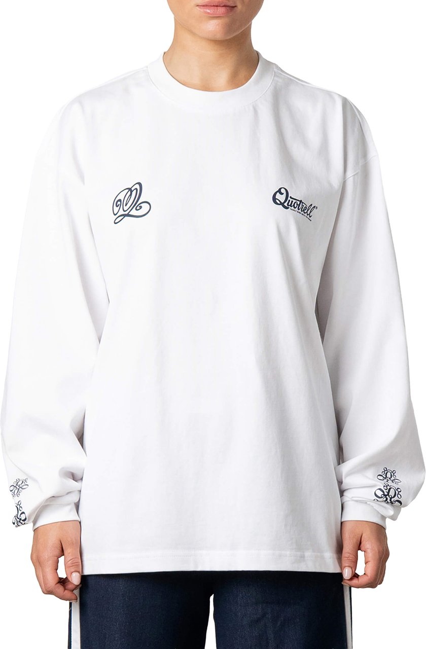 Quotrell Louis Longsleeve | White/navy Wit