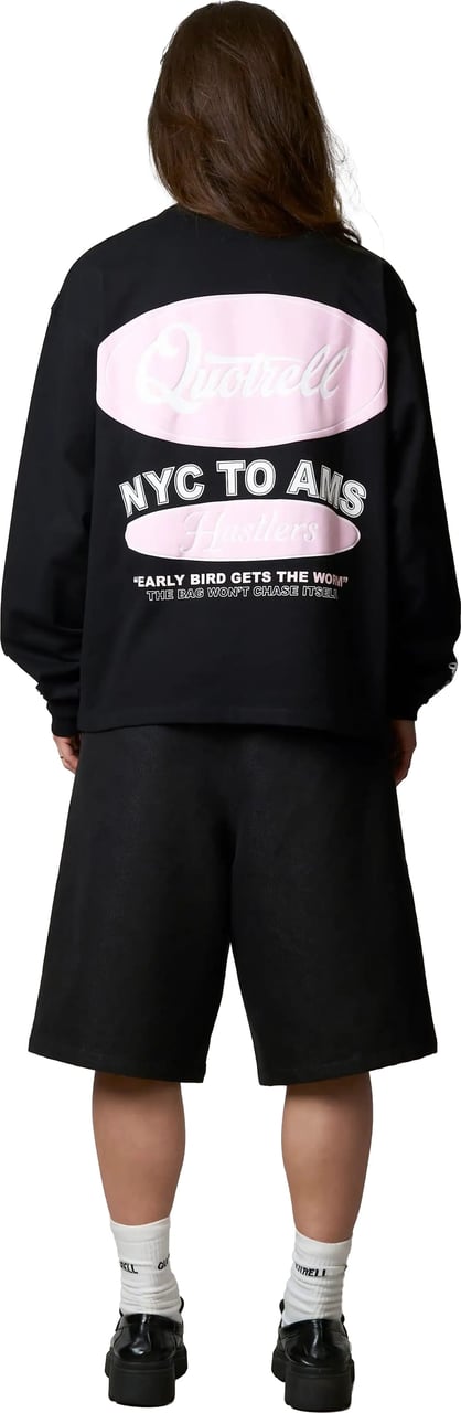 Quotrell Louis Longsleeve | Black/pink Zwart