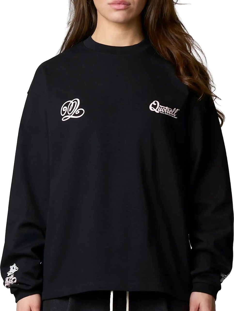Quotrell Louis Longsleeve | Black/pink Zwart