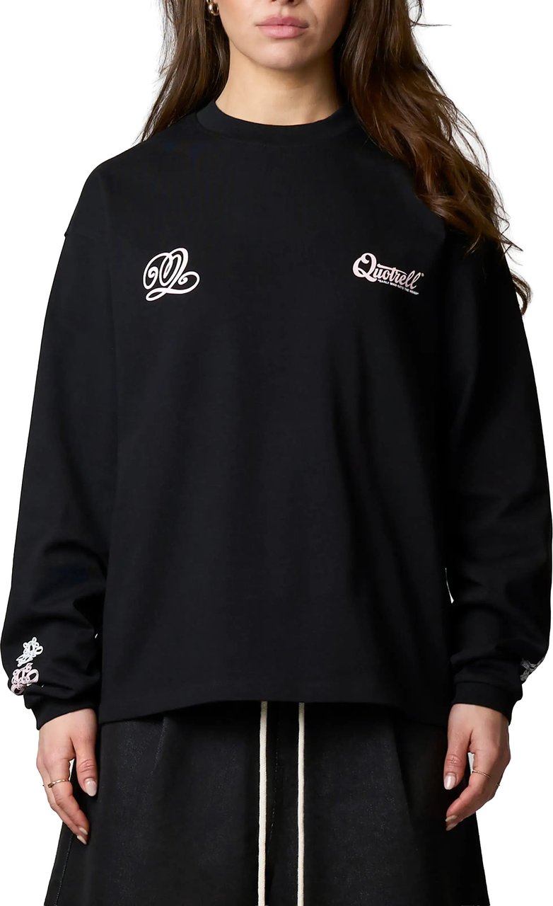 Quotrell Louis Longsleeve | Black/pink Zwart