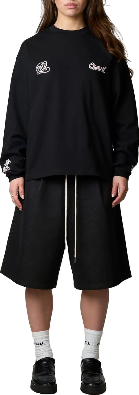 Quotrell Louis Longsleeve | Black/pink Zwart