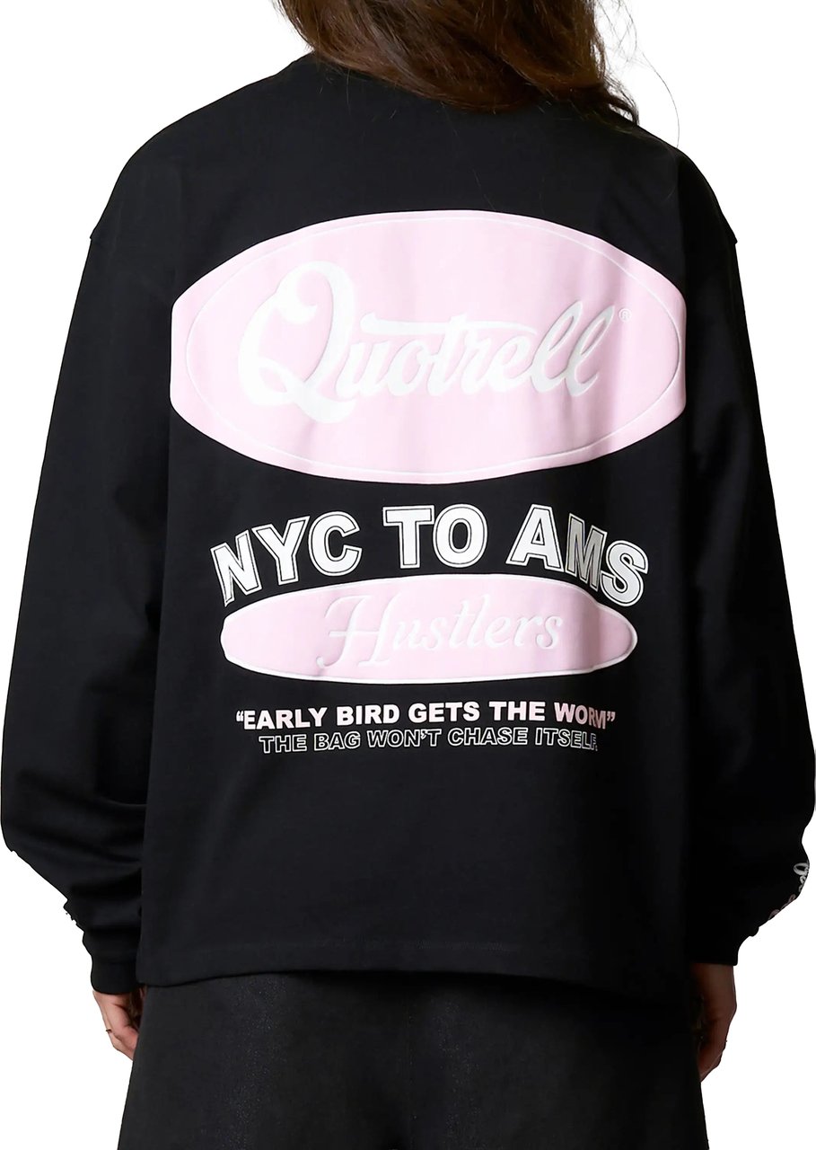 Quotrell Louis Longsleeve | Black/pink Zwart