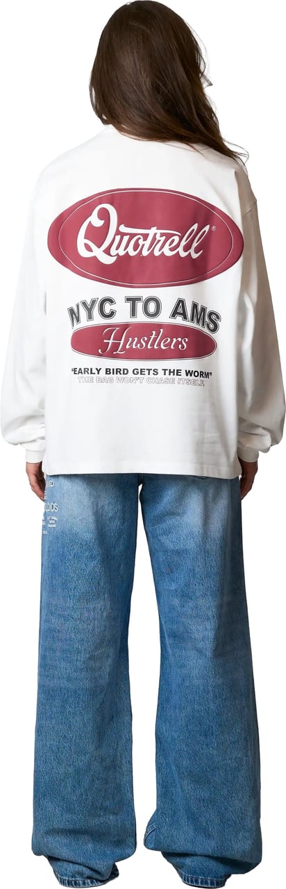 Quotrell Louis Longsleeve | White/burgundy Wit