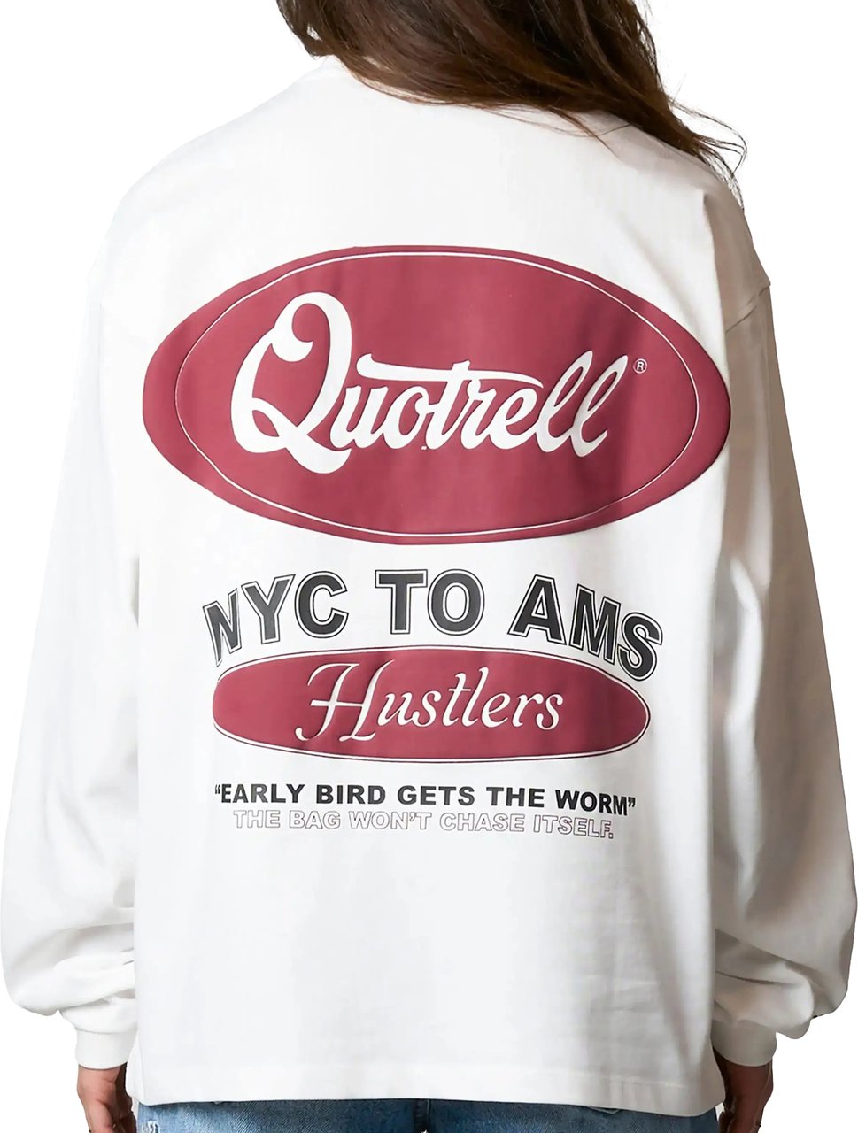Quotrell Louis Longsleeve | White/burgundy Wit