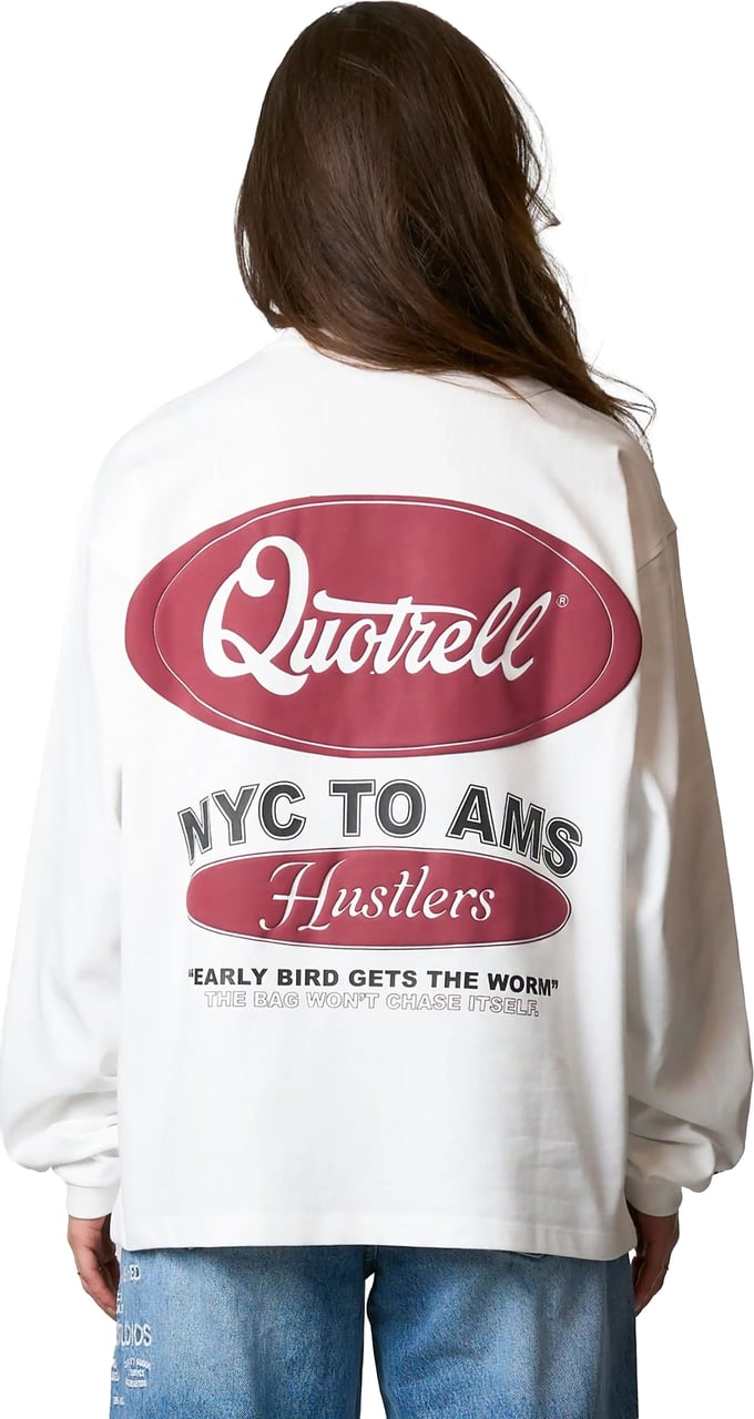 Quotrell Louis Longsleeve | White/burgundy Wit