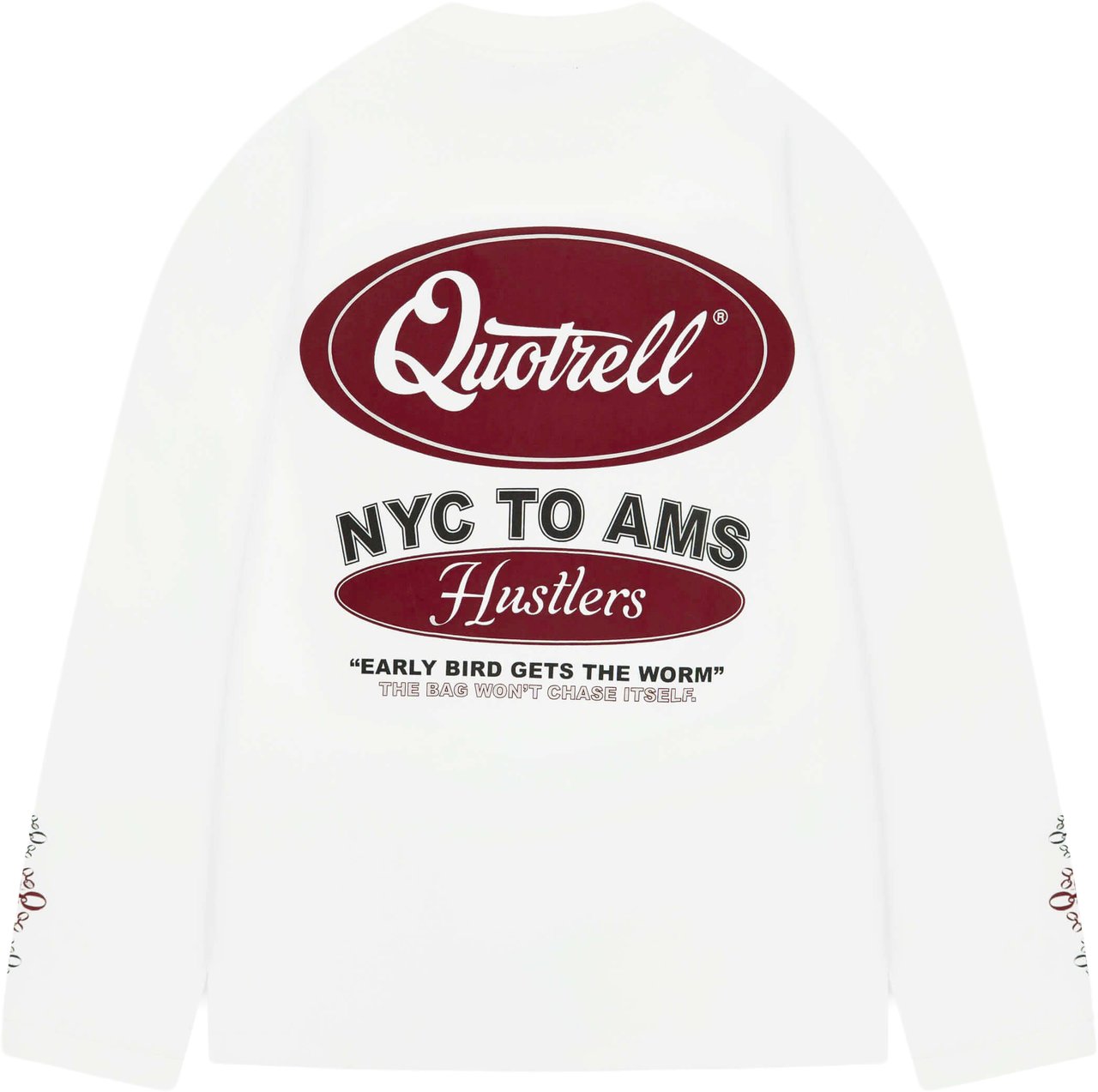 Quotrell Louis Longsleeve | White/burgundy Wit