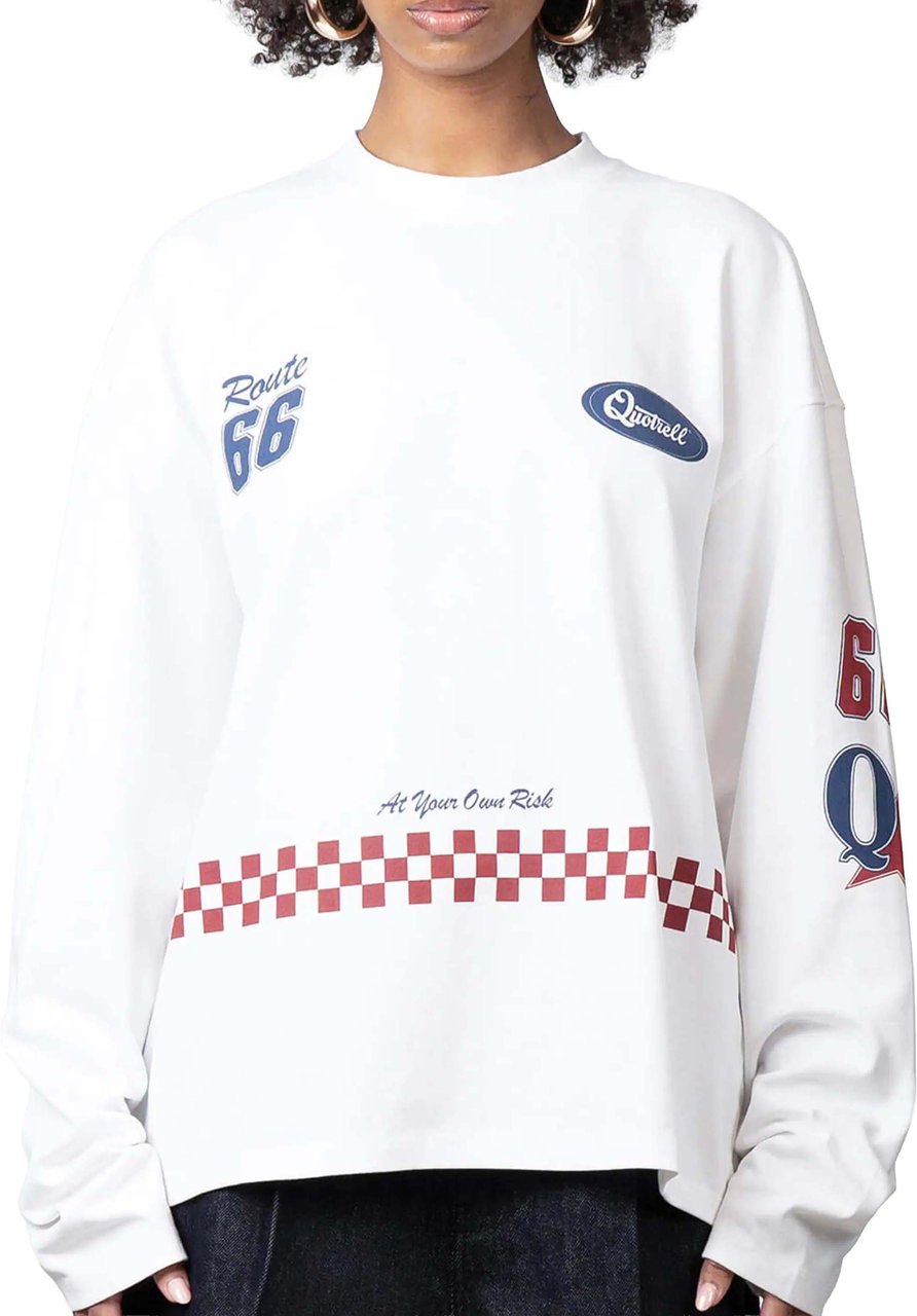 Quotrell Racing Longsleeve | White/red Wit