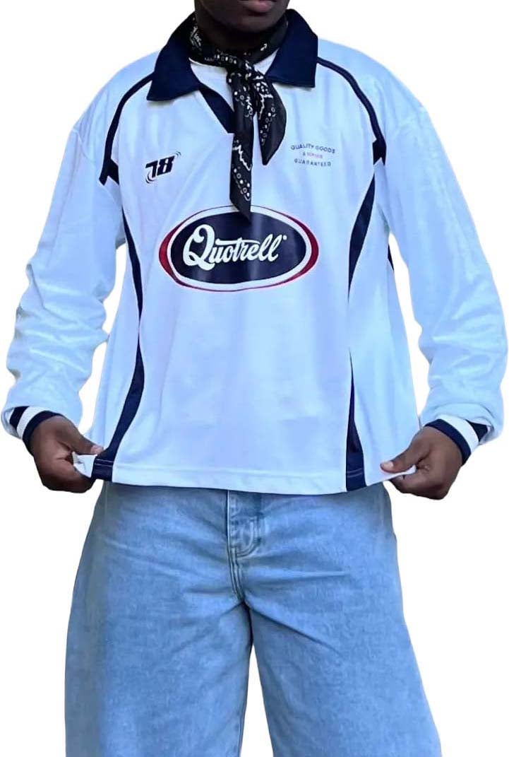 Quotrell Jimmy Longsleeve | Cobalt/offwhite Blauw