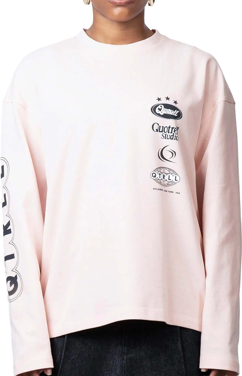 Quotrell Marino Longsleeve | Light Pink/navy Roze