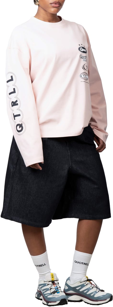 Quotrell Marino Longsleeve | Light Pink/navy Roze