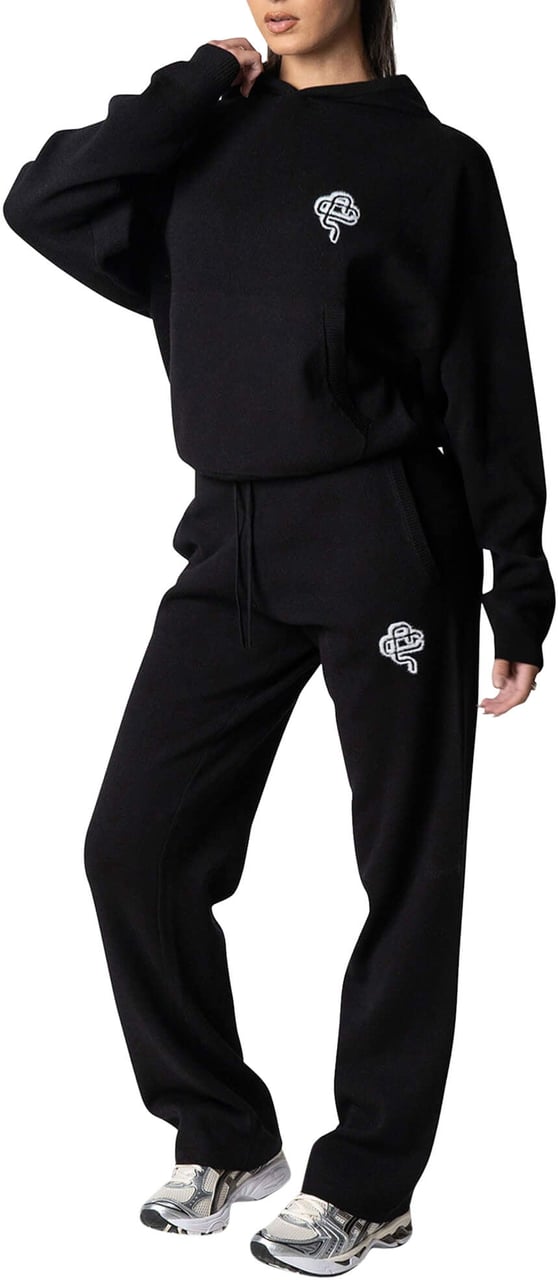 Quotrell Flo Knitted Pants | Black/off White Zwart
