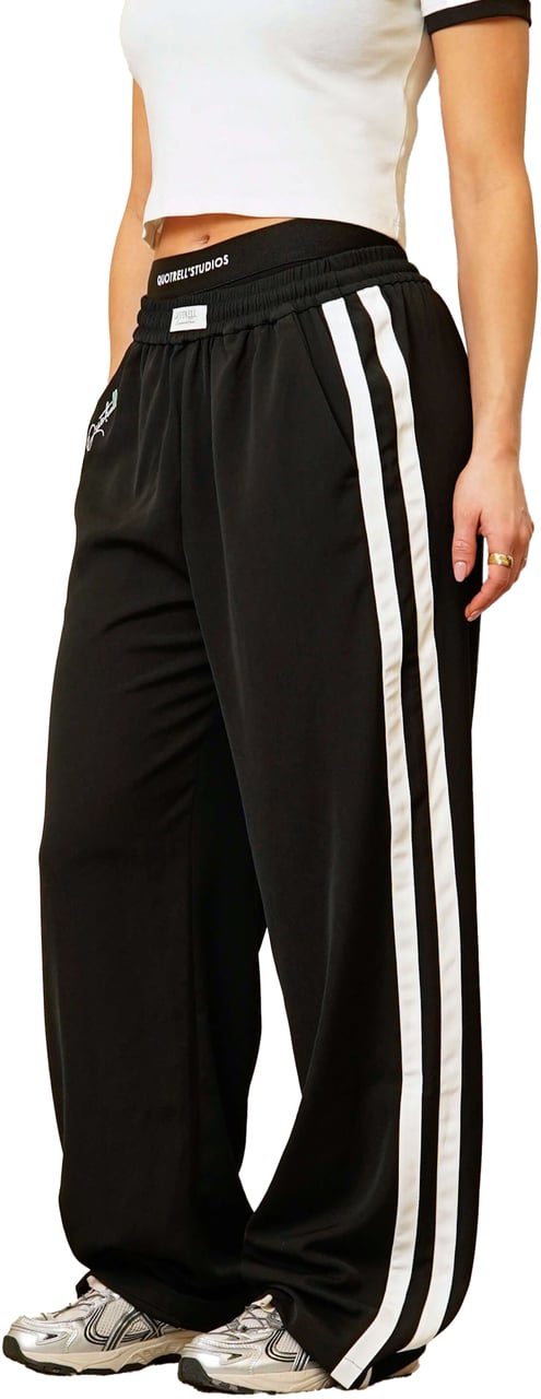 Quotrell Ella Stripe Pants | Black/white Zwart
