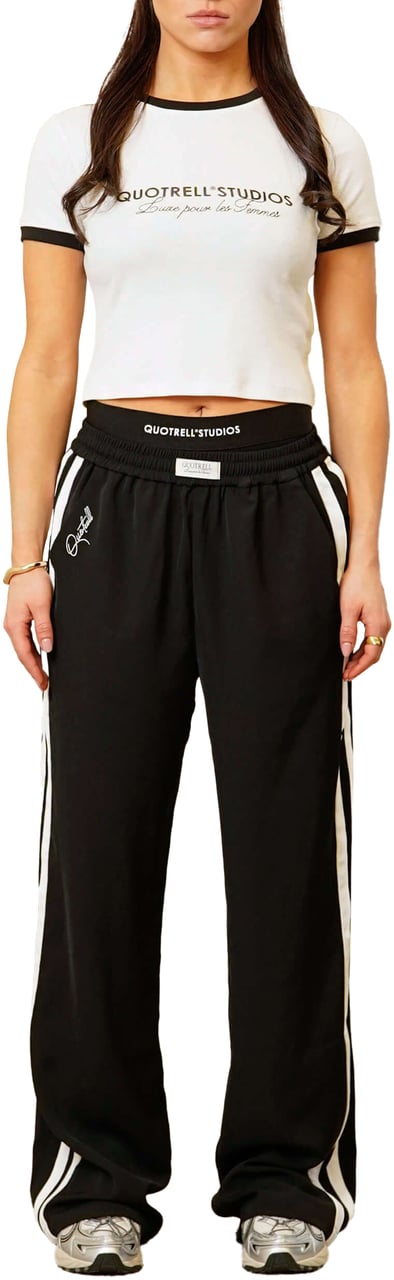 Quotrell Ella Stripe Pants | Black/white Zwart