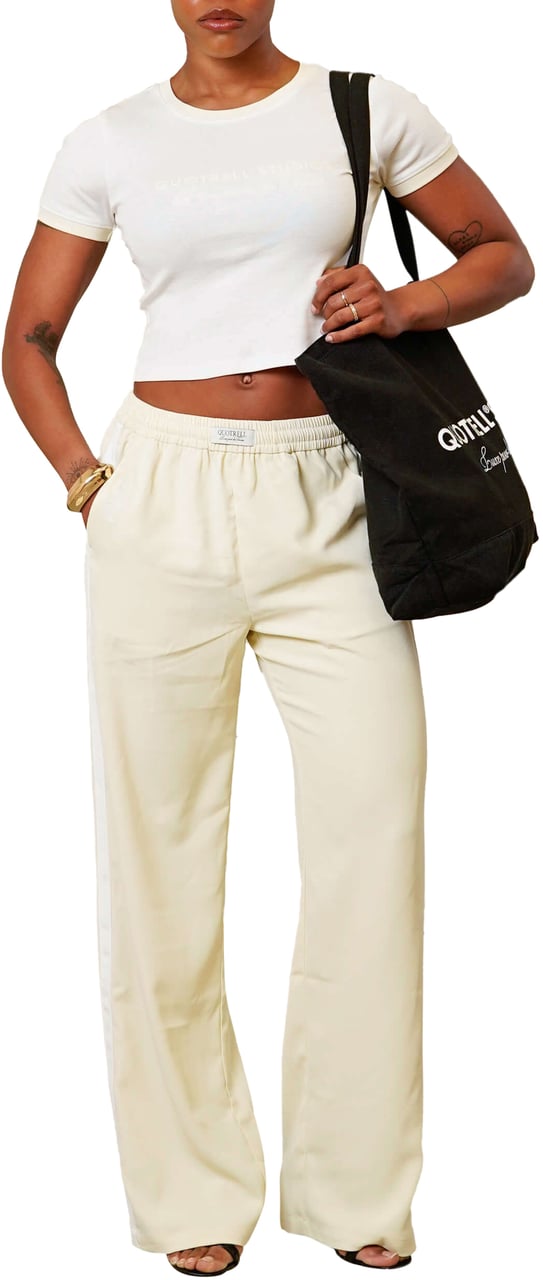 Quotrell Ella Stripe Pants | Butter Yellow/white Geel
