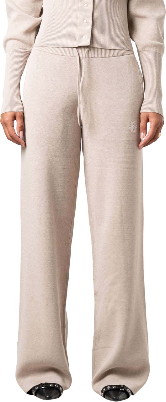 Quotrell Chloe Knitted Pants | Beige Melee/off Whit Beige