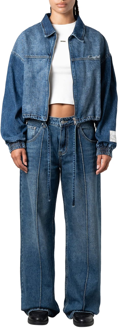 Quotrell Jane Straight Leg Jeans | Mid Blue Blauw