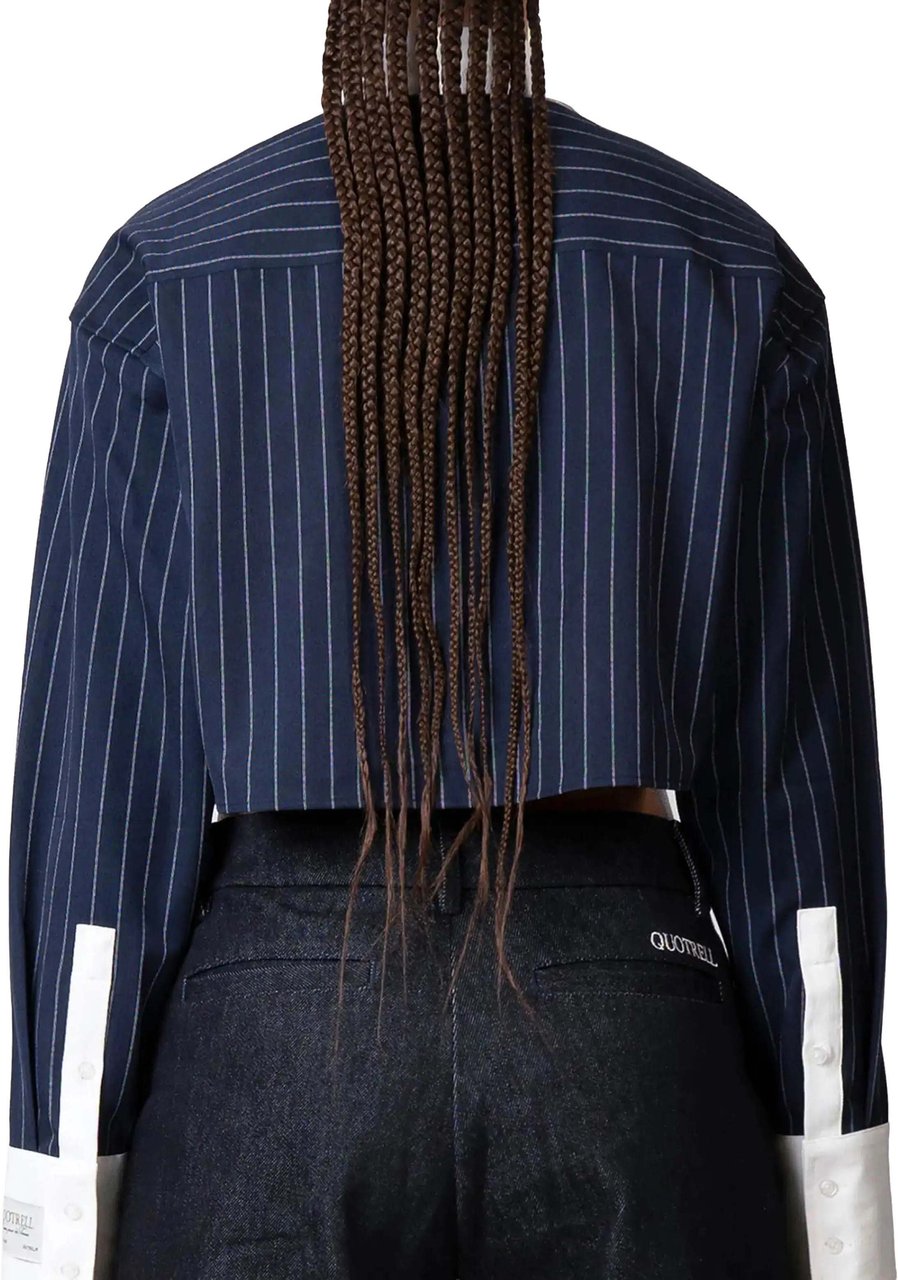 Quotrell Olivia Cropped Blouse | Navy/white Blauw