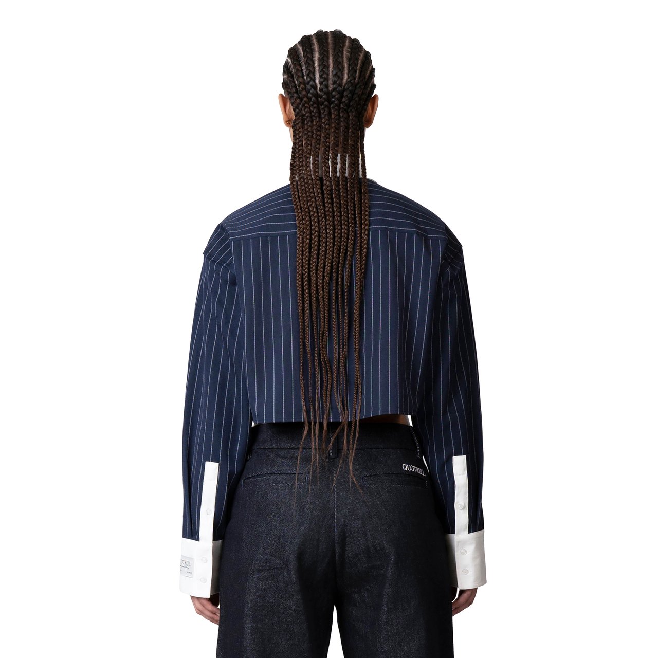 Quotrell Olivia Cropped Blouse | Navy/white Blauw