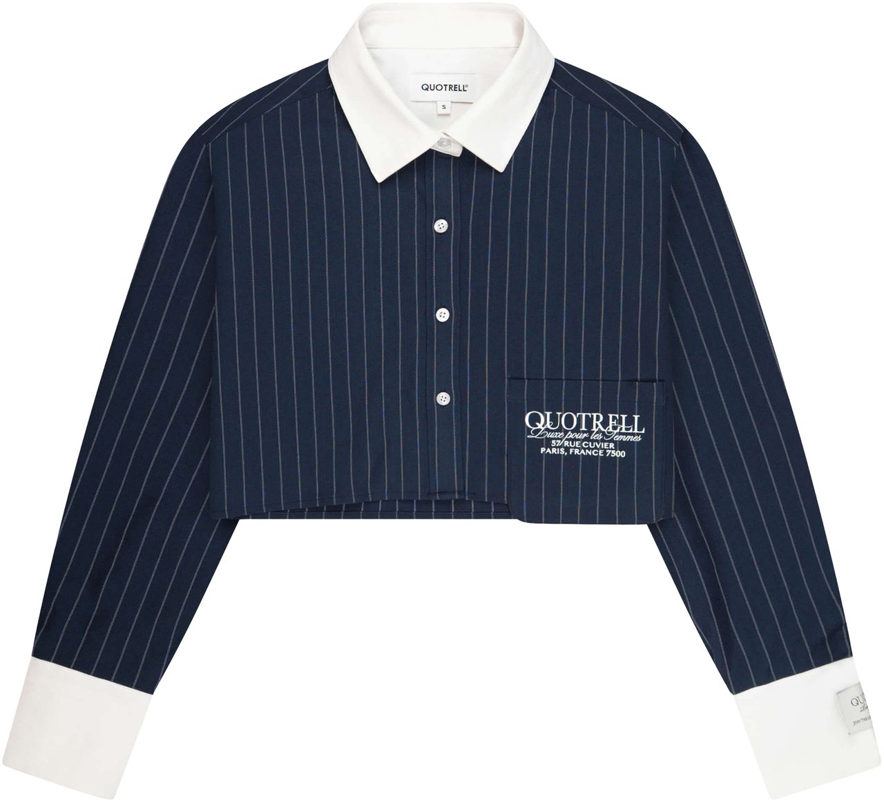 Quotrell Olivia Cropped Blouse | Navy/white Blauw