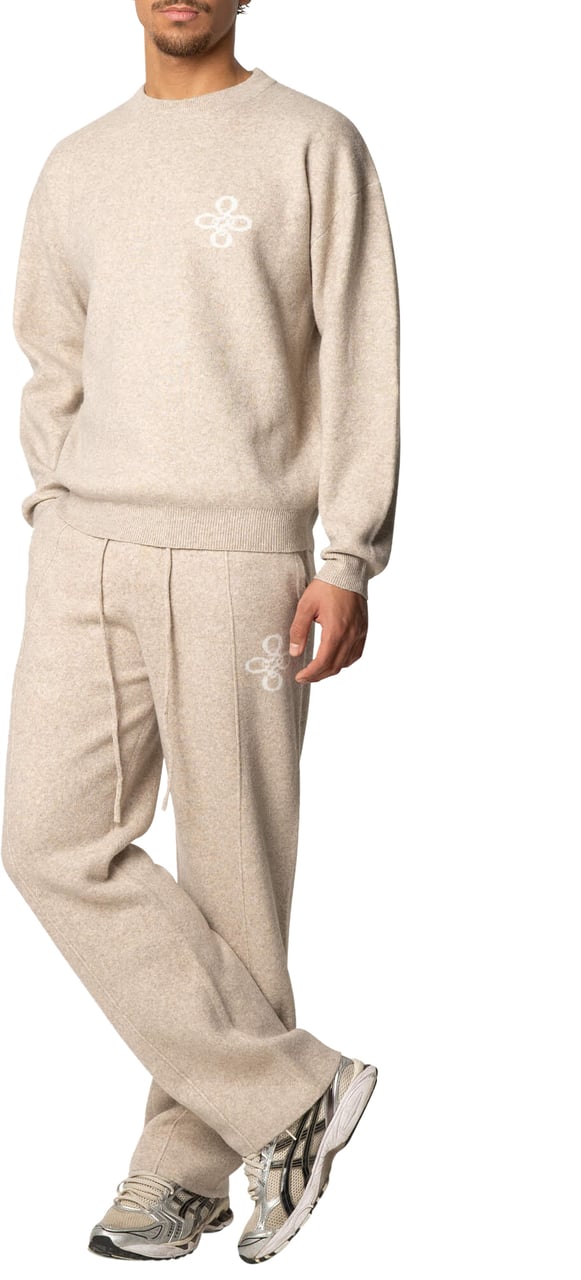 Quotrell Insignia Knitted Pants | Greige Melee Beige