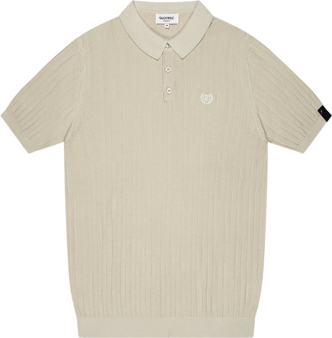 Quotrell Jay Knitted Polo | Stone/off White Divers