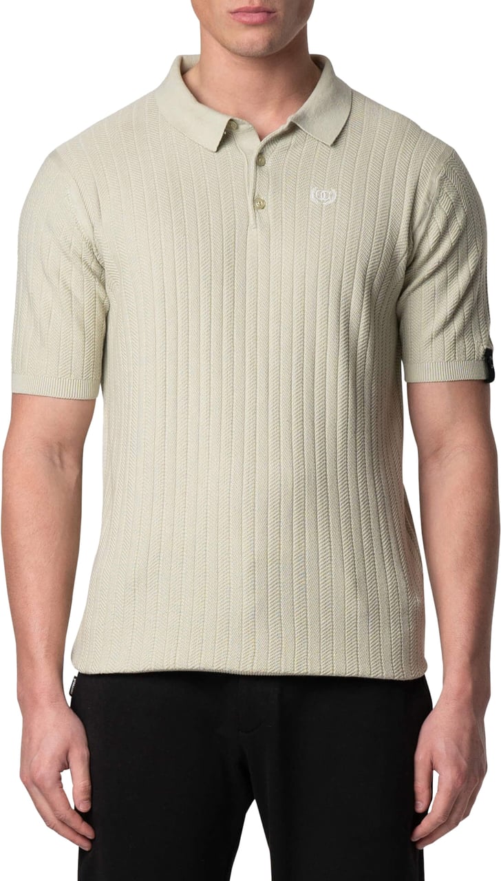 Quotrell Jay Knitted Polo | Stone/off White Divers