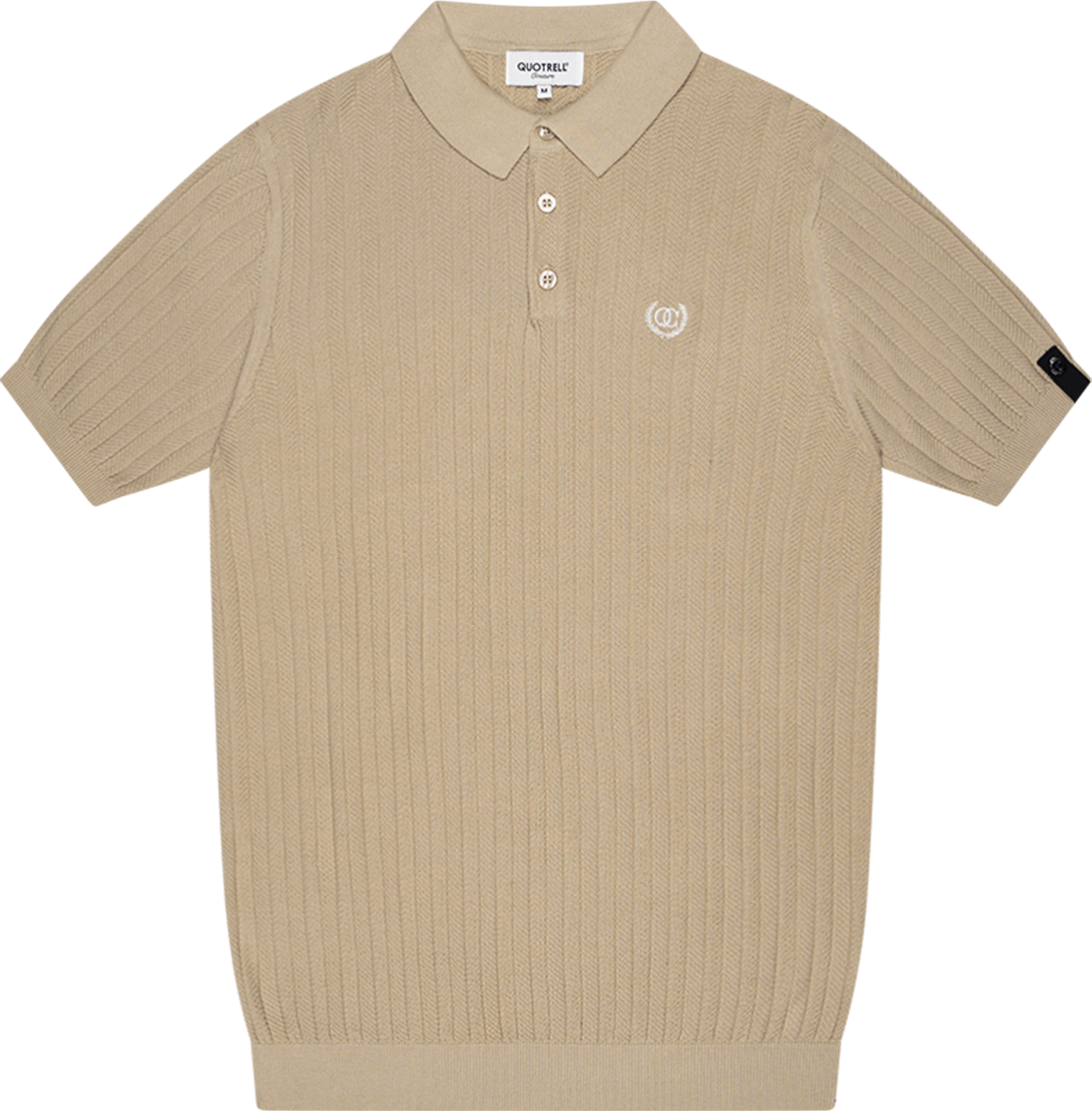 Quotrell Jay Knitted Polo | Beige/off White Beige