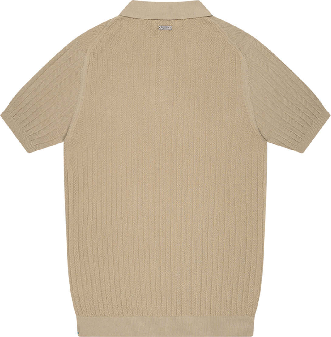 Quotrell Jay Knitted Polo | Beige/off White Beige