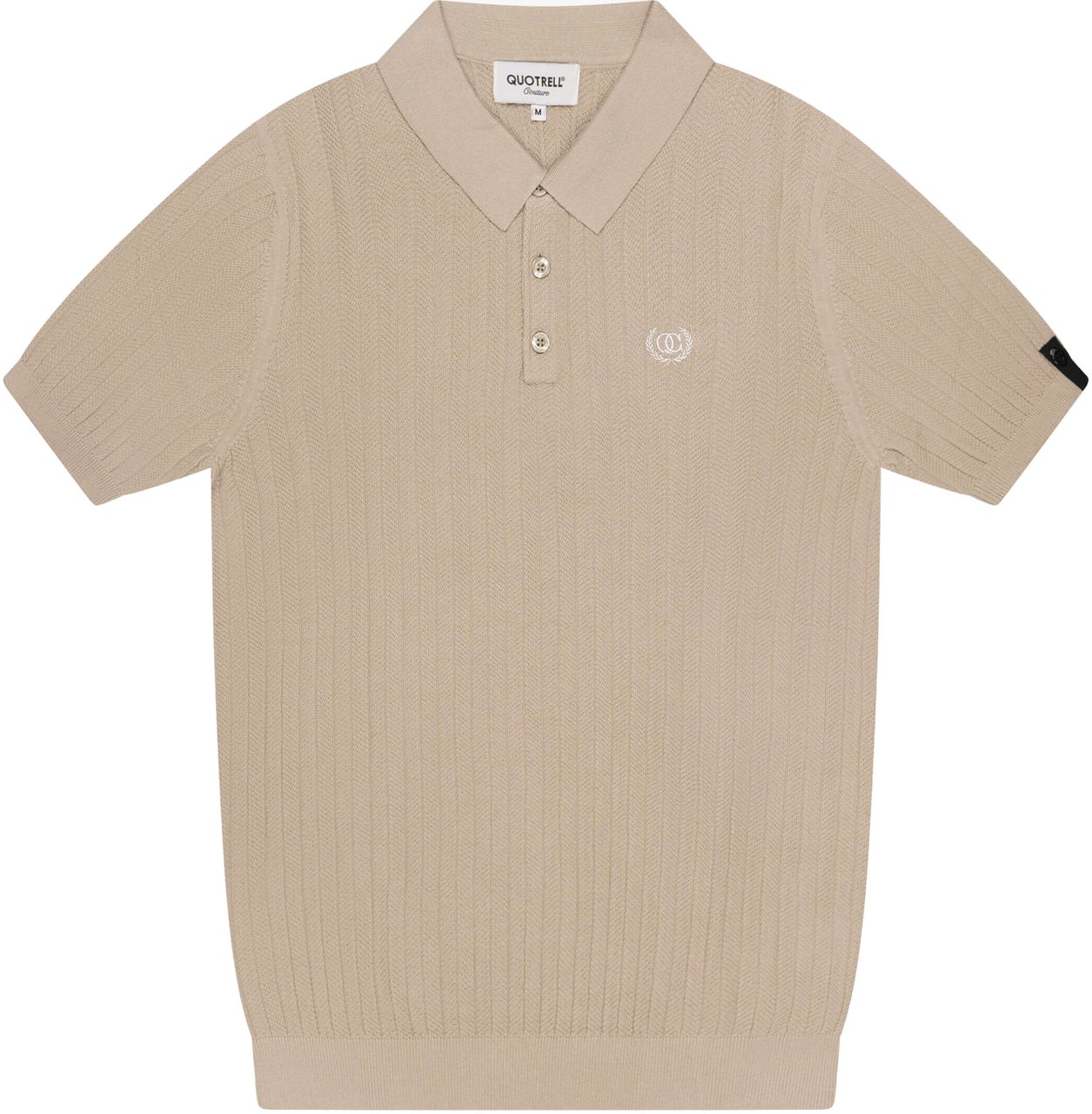 Quotrell Cairo Knitted Polo | Greige/white Grijs