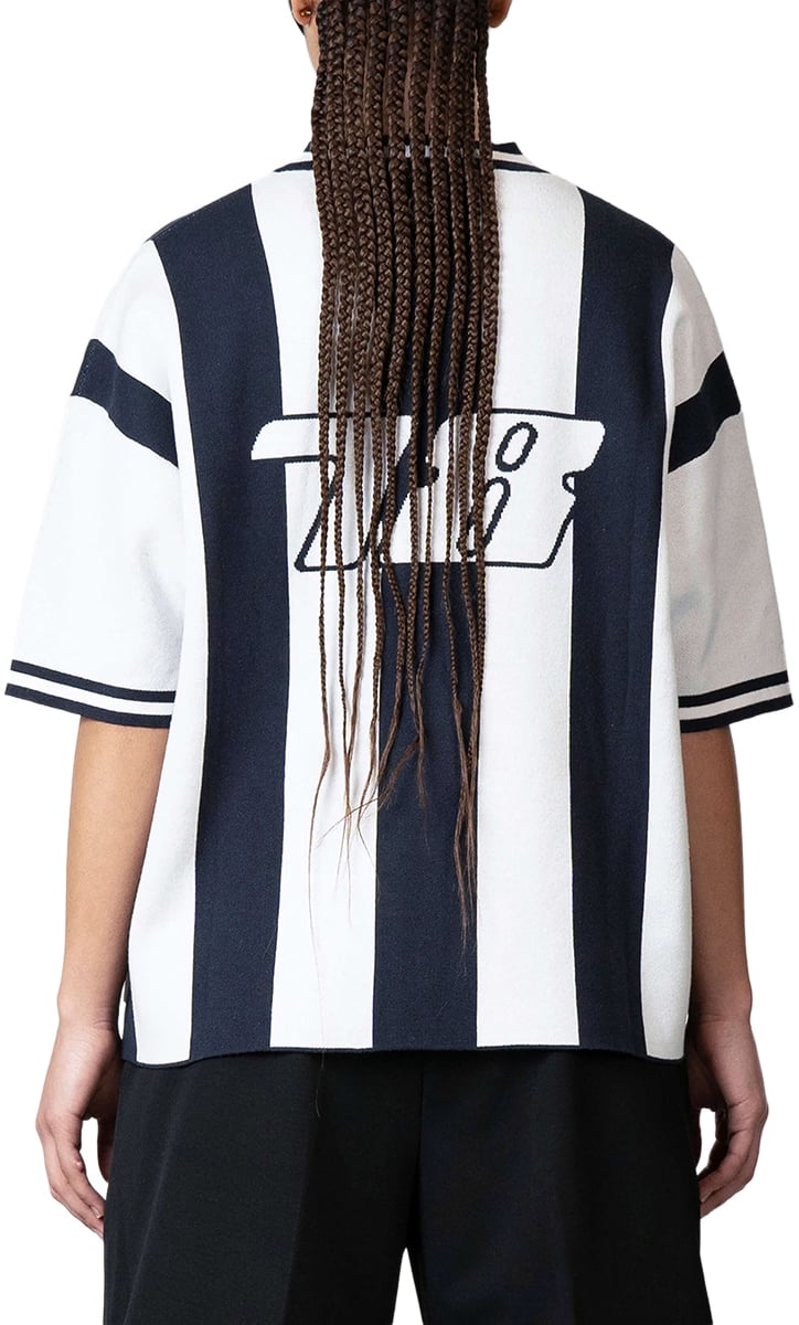 Quotrell Alessio Knitted Polo | White / Navy Wit