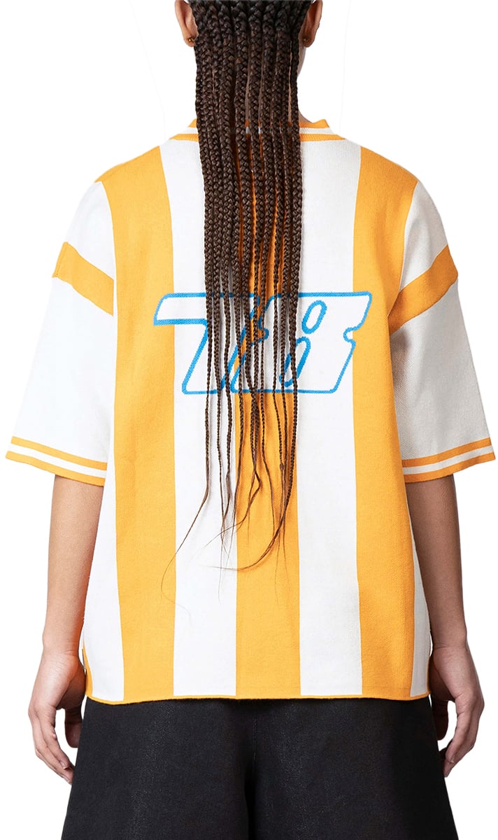 Quotrell Alessio Knitted Polo | Orange/blue Oranje