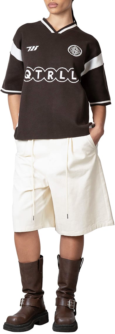 Quotrell Alessio Knitted Polo | Brown/off White Bruin