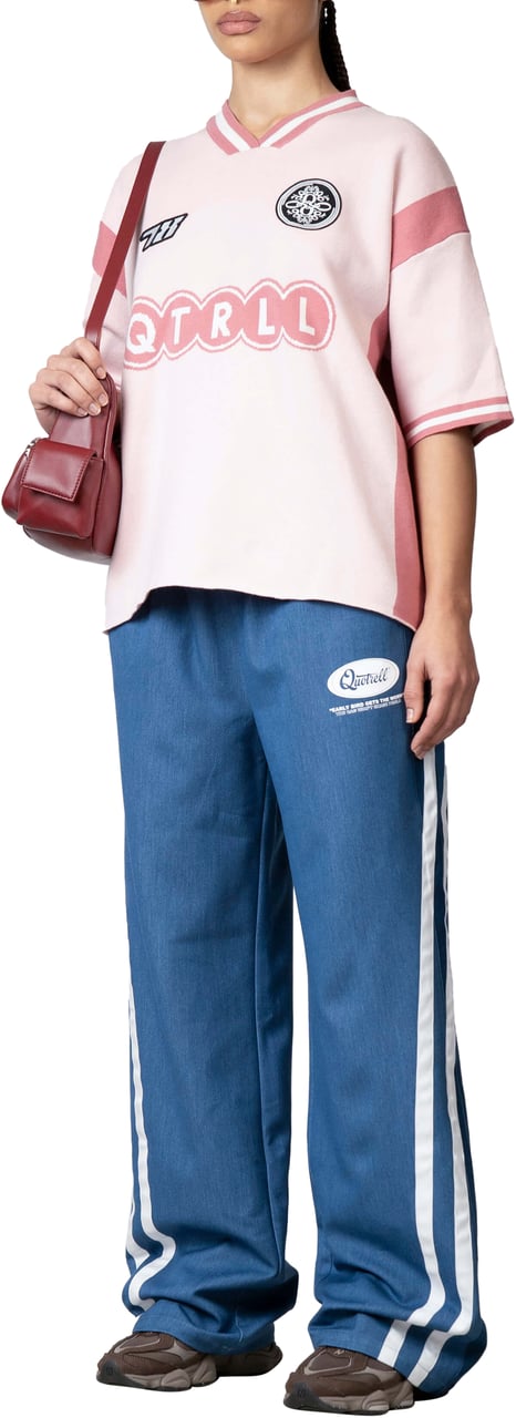 Quotrell Alessio Knitted Polo | Light Pink/white Roze