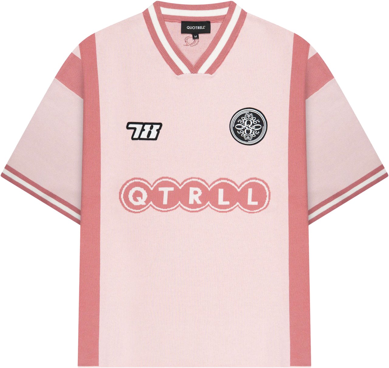 Quotrell Alessio Knitted Polo | Light Pink/white Roze