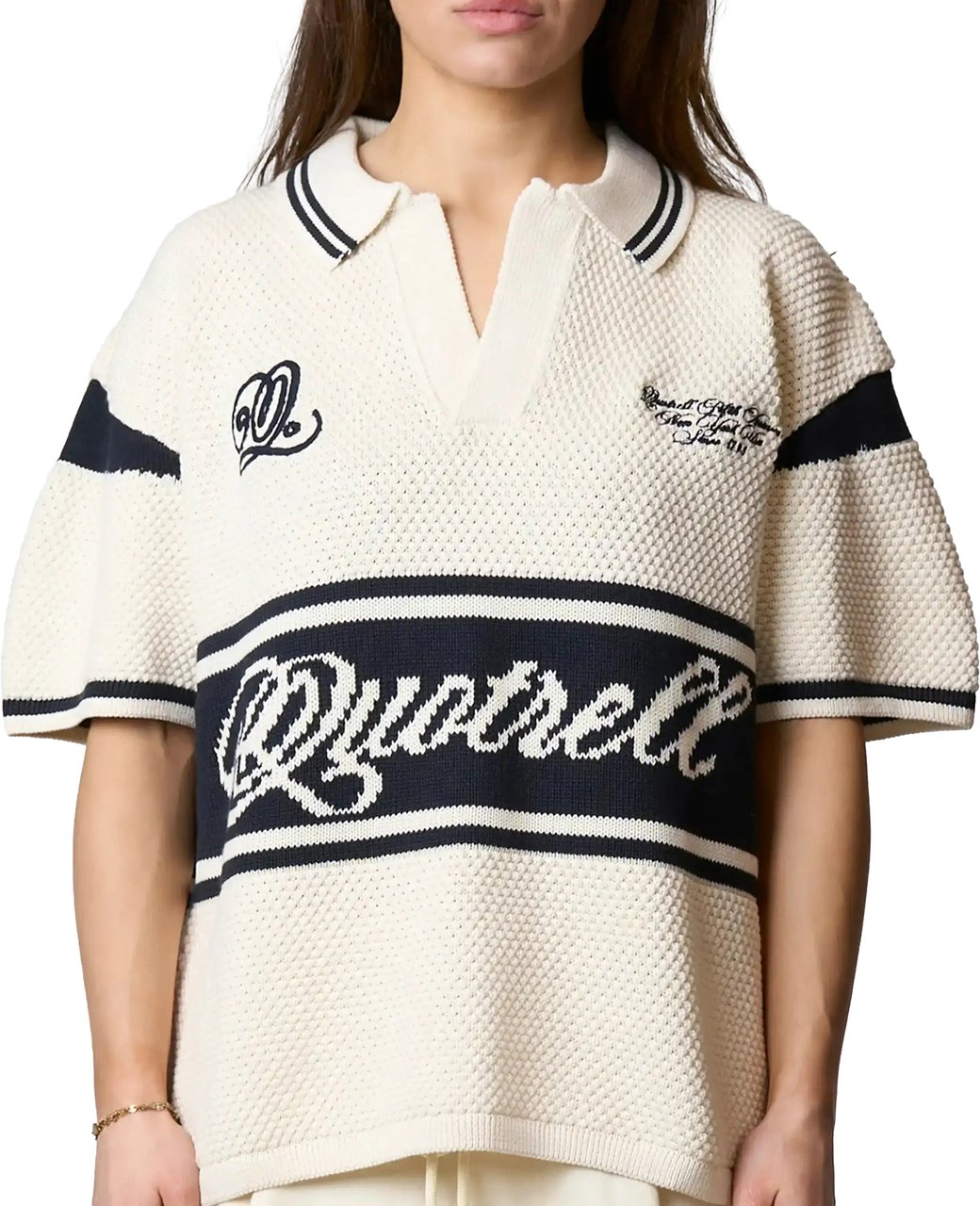Quotrell Alejandro Knitted Polo | Off White Wit