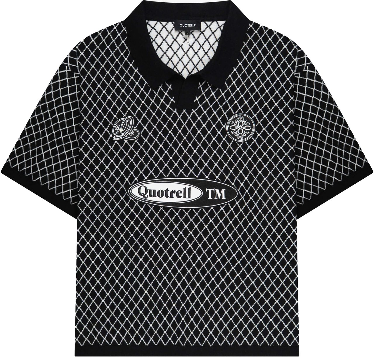 Quotrell Ramon Knitted Polo | Black/beige Zwart