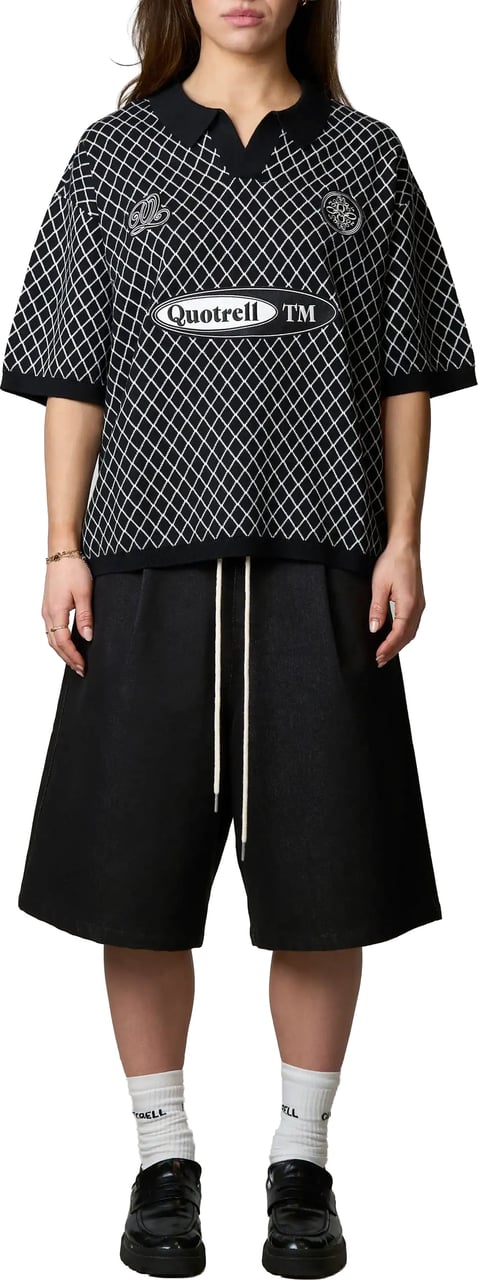 Quotrell Ramon Knitted Polo | Black/beige Zwart