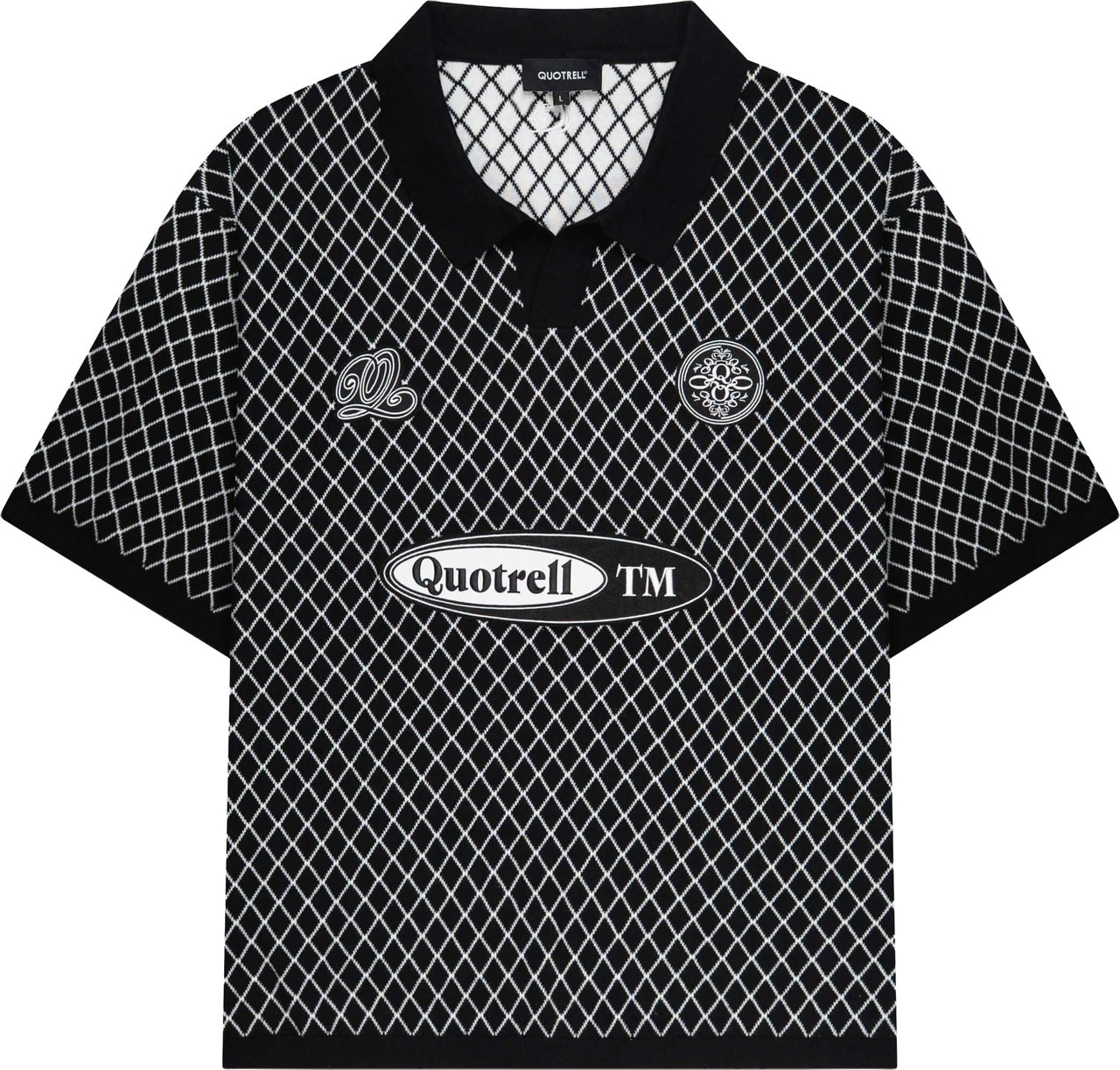 Quotrell Ramon Knitted Polo | Black/beige Zwart