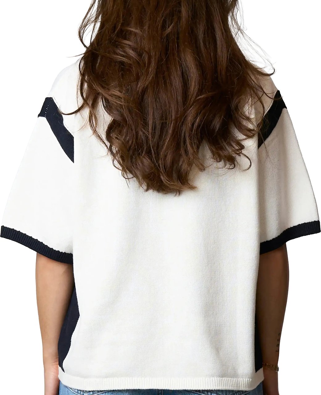 Quotrell Diego Knitted Polo | Off White/navy Wit