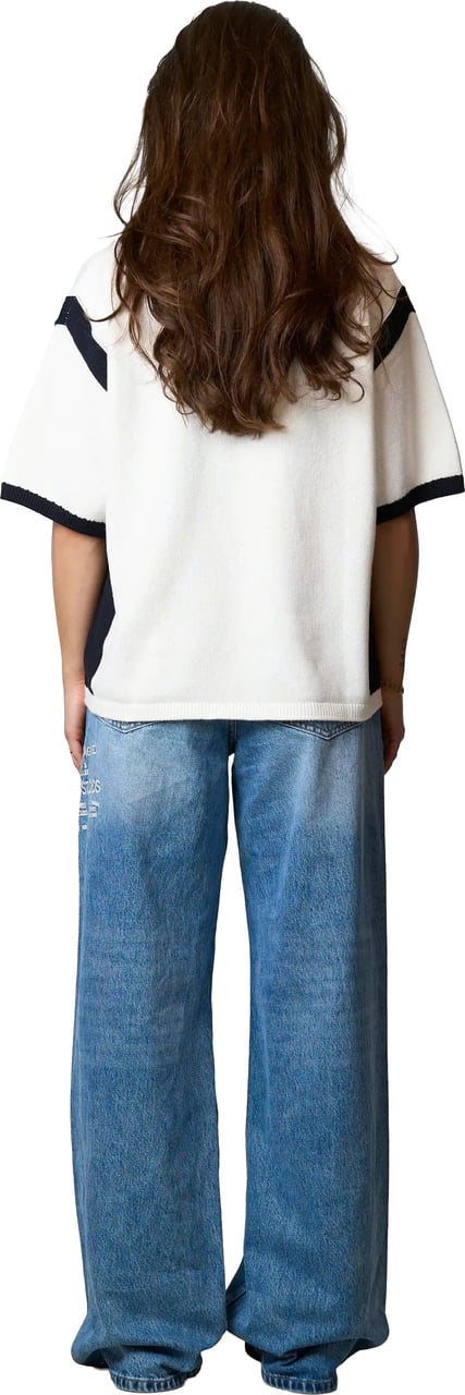 Quotrell Diego Knitted Polo | Off White/navy Wit