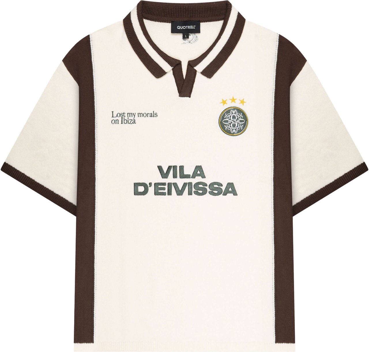 Quotrell Diego Knitted Polo | Creme/brown Beige