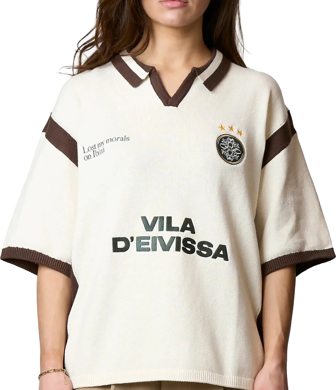 Quotrell Diego Knitted Polo | Creme/brown Beige