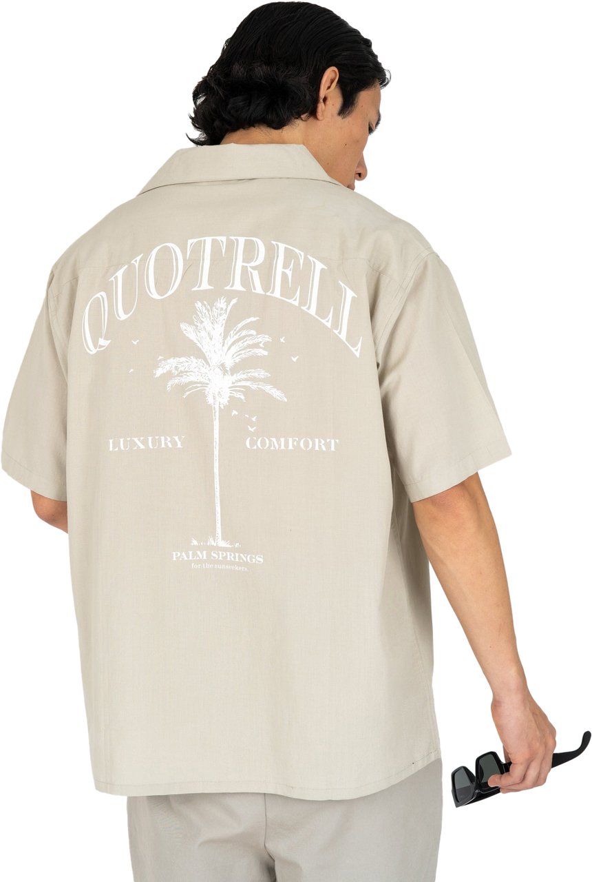 Quotrell Palm Springs Shirt | Dark Beige/white Beige