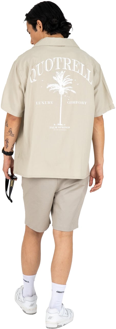 Quotrell Palm Springs Shirt | Dark Beige/white Beige